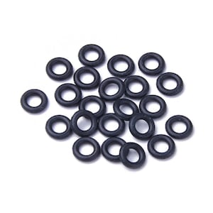 Kit de 10 Stopper pour la pose de Perle de barbe Viking - Anneaux en caoutchouc 8mm, trou: 4,2mm - Noir + fil nylon transparent