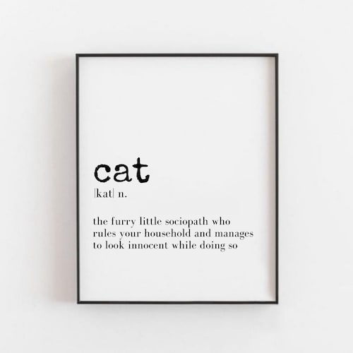 Cat Definition Printable Art Home Decor Dictionary Quote Etsy