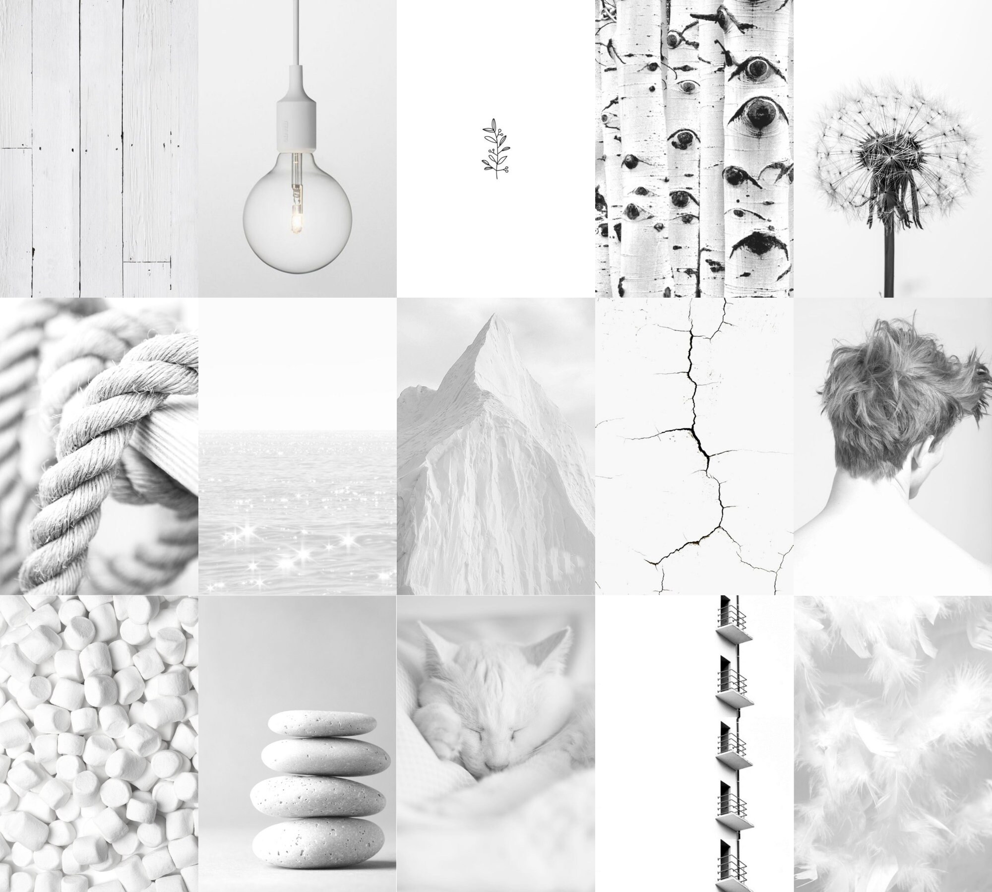 Gray Aesthetic Collage Kit Wall Decor Digital Light Gray Etsy