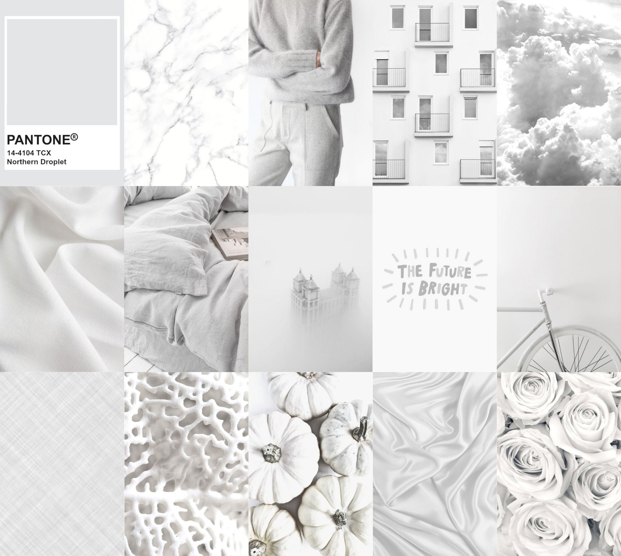 Gray Aesthetic Collage Kit Wall Decor Digital Light Gray Etsy