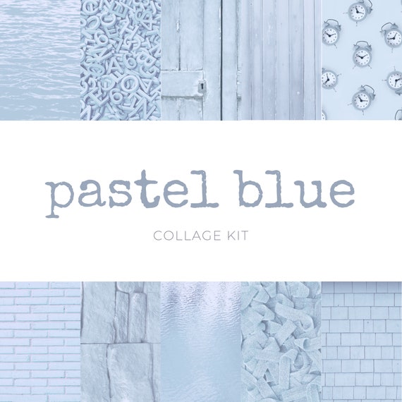 Buy Pastel Blue Aesthetic Collage Kit, Wall Decor, Digital, Soft