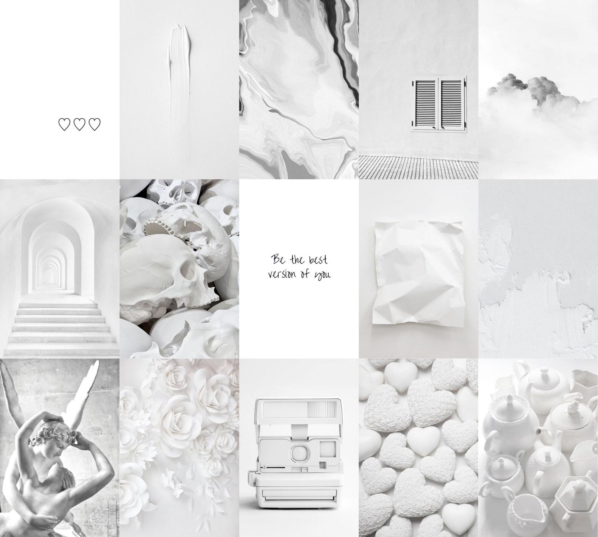 Gray Aesthetic Collage Kit Wall Decor Digital Light Gray Etsy