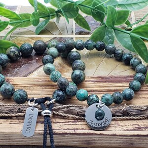 INSPIRE African Turquoise Beaded Word Bracelet, Quote Jewelry, Anxiety Mantra, Motivational Inspirational Quote,  Gifts for Her