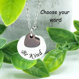 Heart Charm Custom Word Necklace, Personalised Necklace, Quote Jewelry, Personalized Gift For Her, Birthday Gift, Friendship Necklace, Sale