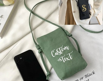 Personalized Cotton Crossbody Bag: Custom Name Shoulder Purse, Everyday Travel Bag