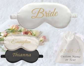 Personalized Silk Sleep Mask with Pouch, Custom Satin Eye Mask
