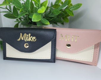 Custom Card Holder, Personalized Coin Purse, Business Card Wallet