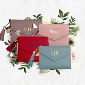 Portefeuille femme en cuir personnalisé, sac à main personnalisé, cadeau pour maman, cadeau de demoiselles d’honneur, faveur de mariage, fête des mères, cadeau personnalisé maman, en vente