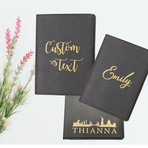 Custom Personalised Passport Holder Cover, Faux Leather, Gold Foil Monogram, Mr and Mrs Passport Cover, Travel Accessory, Gift for Him Her