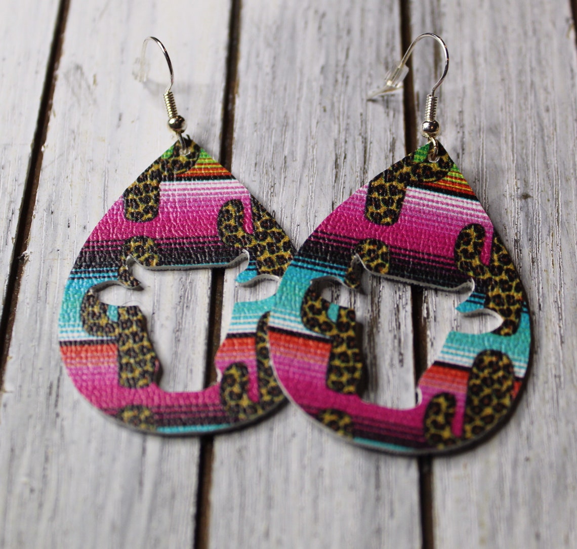 Faux Cow Head Earrings/Faux Leather Earrings Etsy