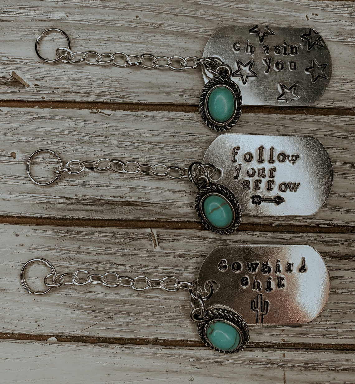 Stamped Western Keychains Etsy