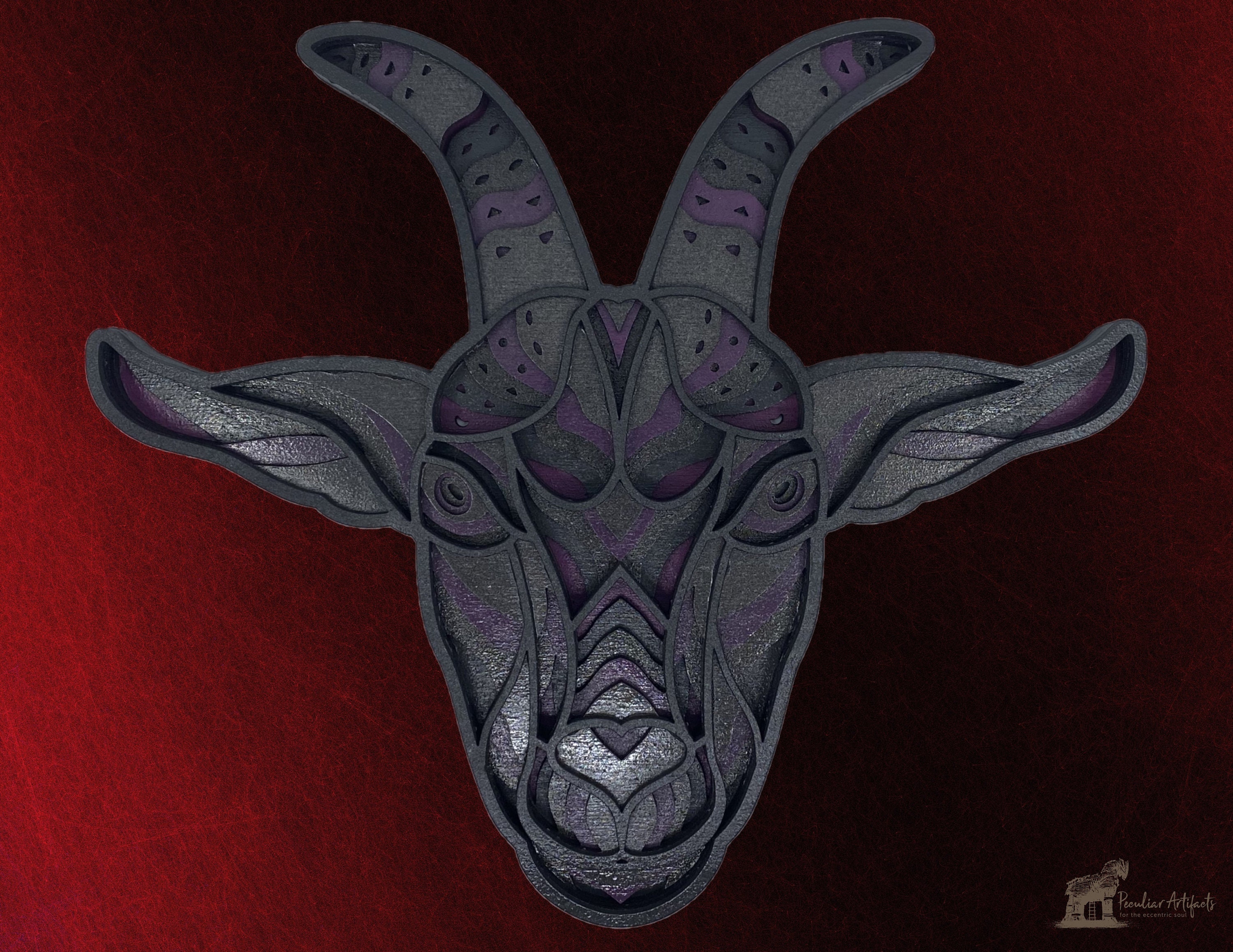 Unholy Goat Wooden Sculpture Original Art Wall Hanging Etsy UK