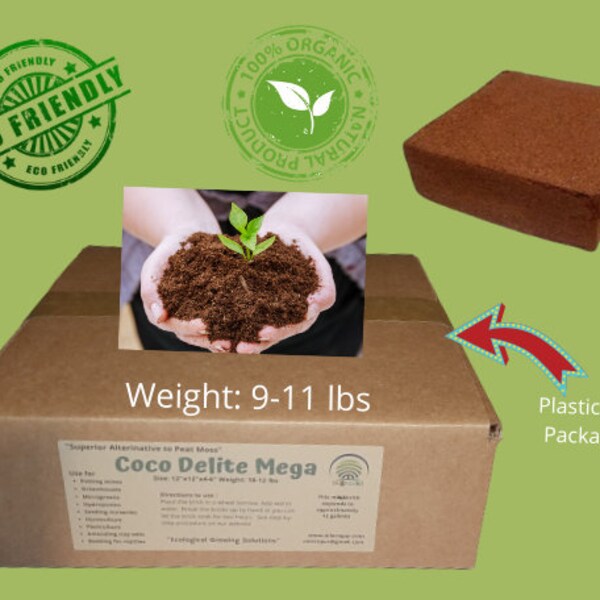 5 Kg Coco Coir Brick | Coconut Fiber Block | Compressed Growing Medium | Eco Friendly | Plastic FREE Biodegradable Packaging |