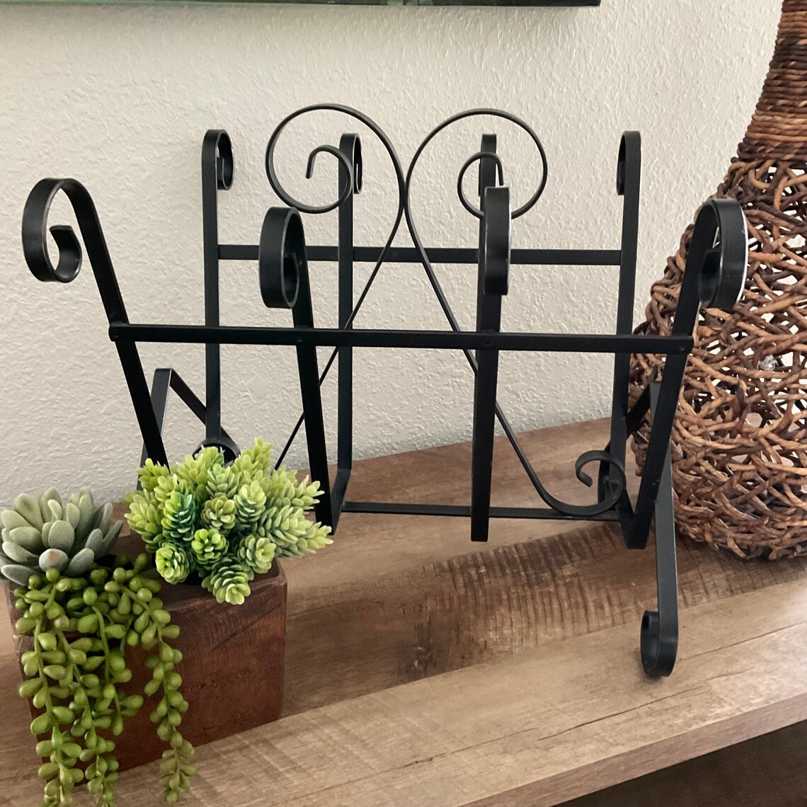 MidCentury Wrought Iron Magazine Rack Etsy