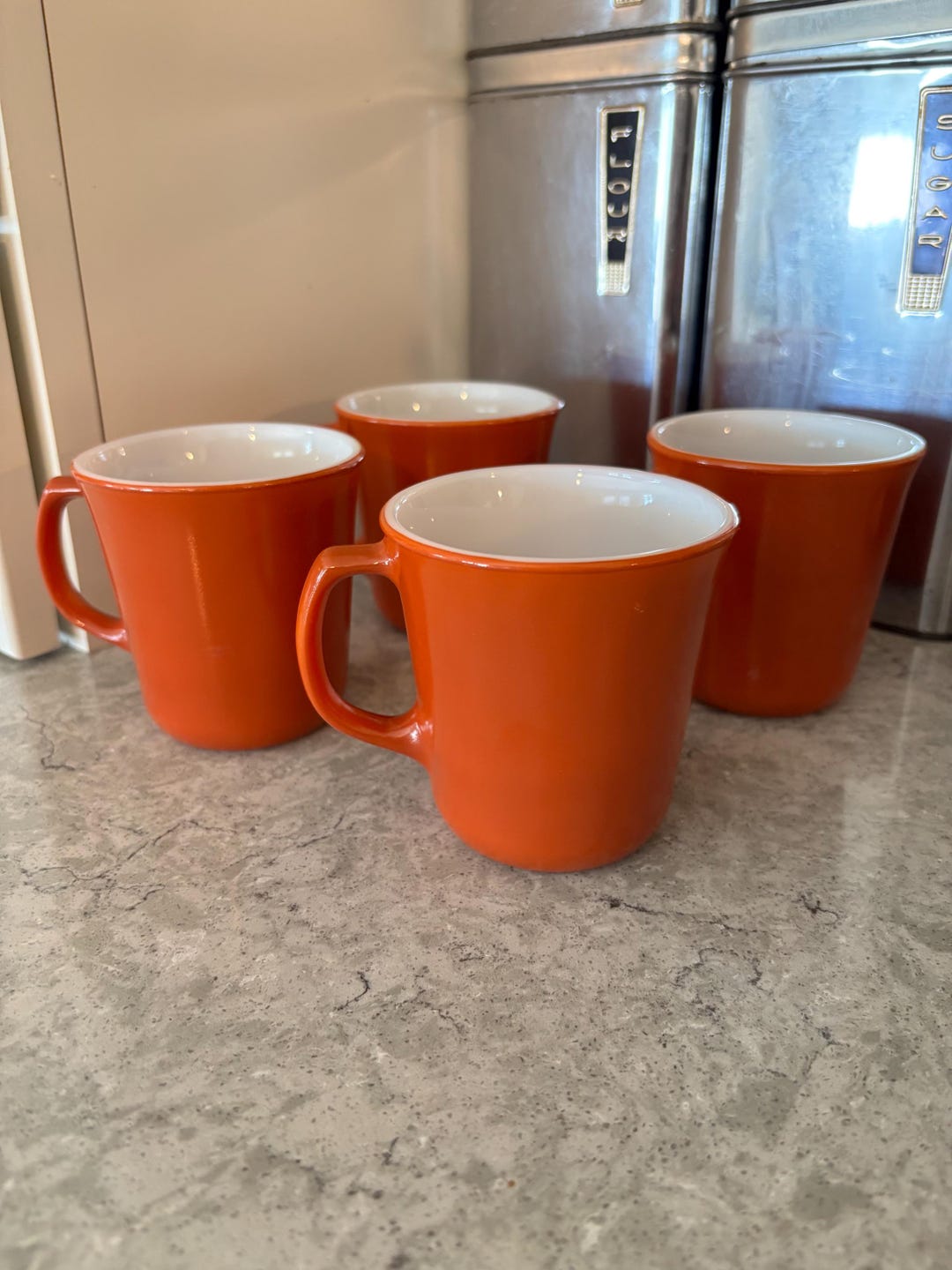 Vintage Corning Glass Mugs Burnt Orange Milk Glass Set of 4 - Etsy