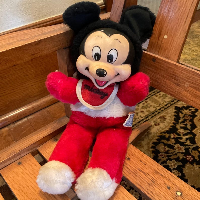 Vintage rubber face Mickey Mouse plush 1960s image 1