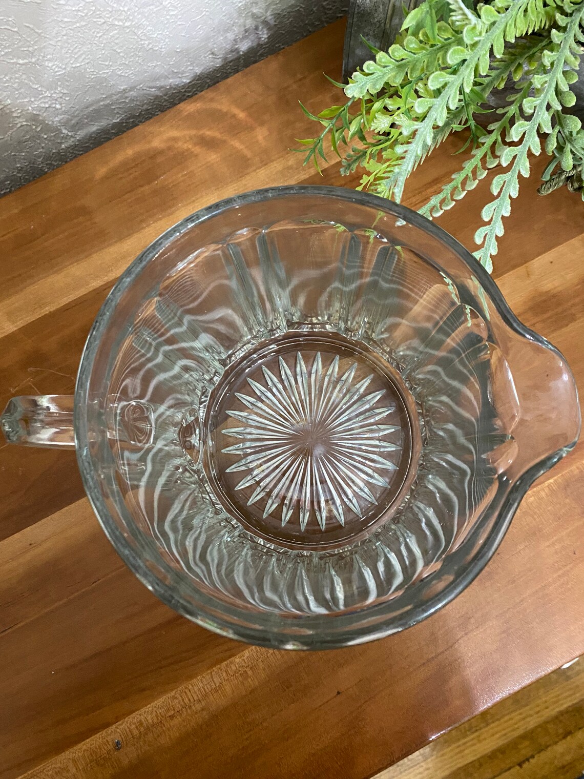 Vintage Heavy Glass Pitcher 10 Panel Pitcher Water Milk Beer Etsy