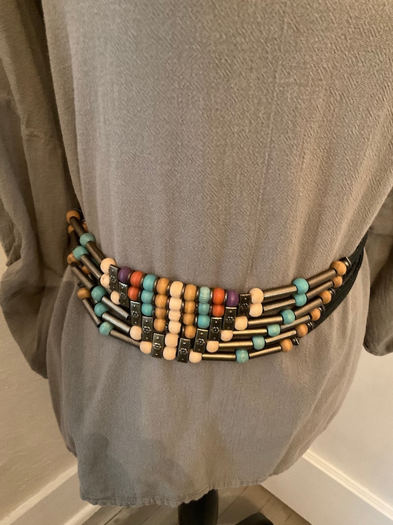 Vintage Beaded Hip Belt Vintage Beaded Silk Sash Belt Flapper Art Deco Evening Hip  main image 4