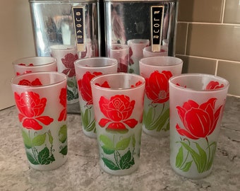 RARE Vintage 1950s Federal Glass Co. Tom Collins Glasses Valentines  Collection, Set of 7