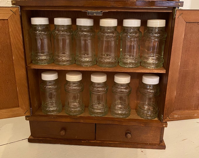 Vintage Wood Spice Rack With Drawers 1970s Etsy