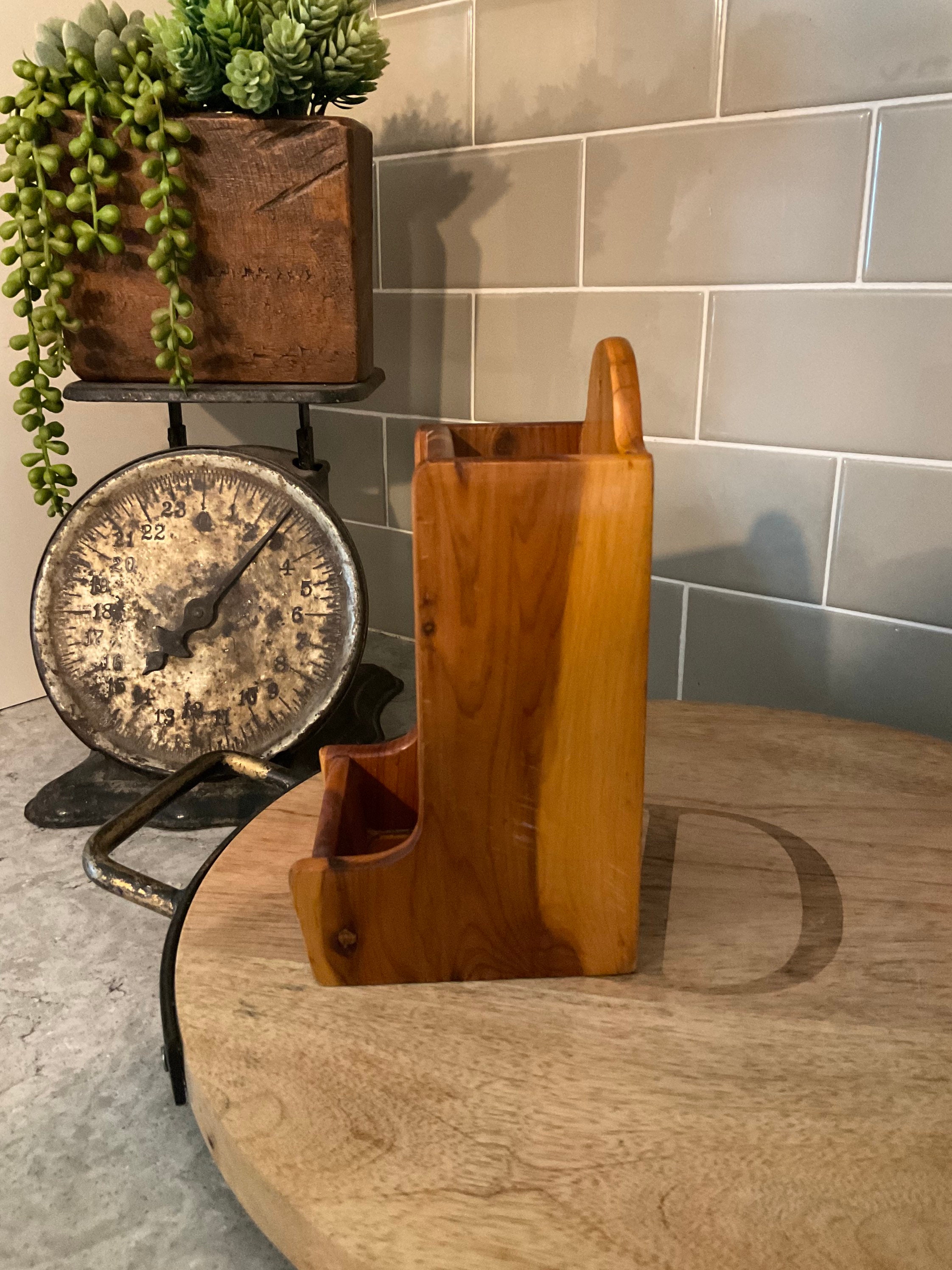 Vintage Wooden Matches Holder Etsy