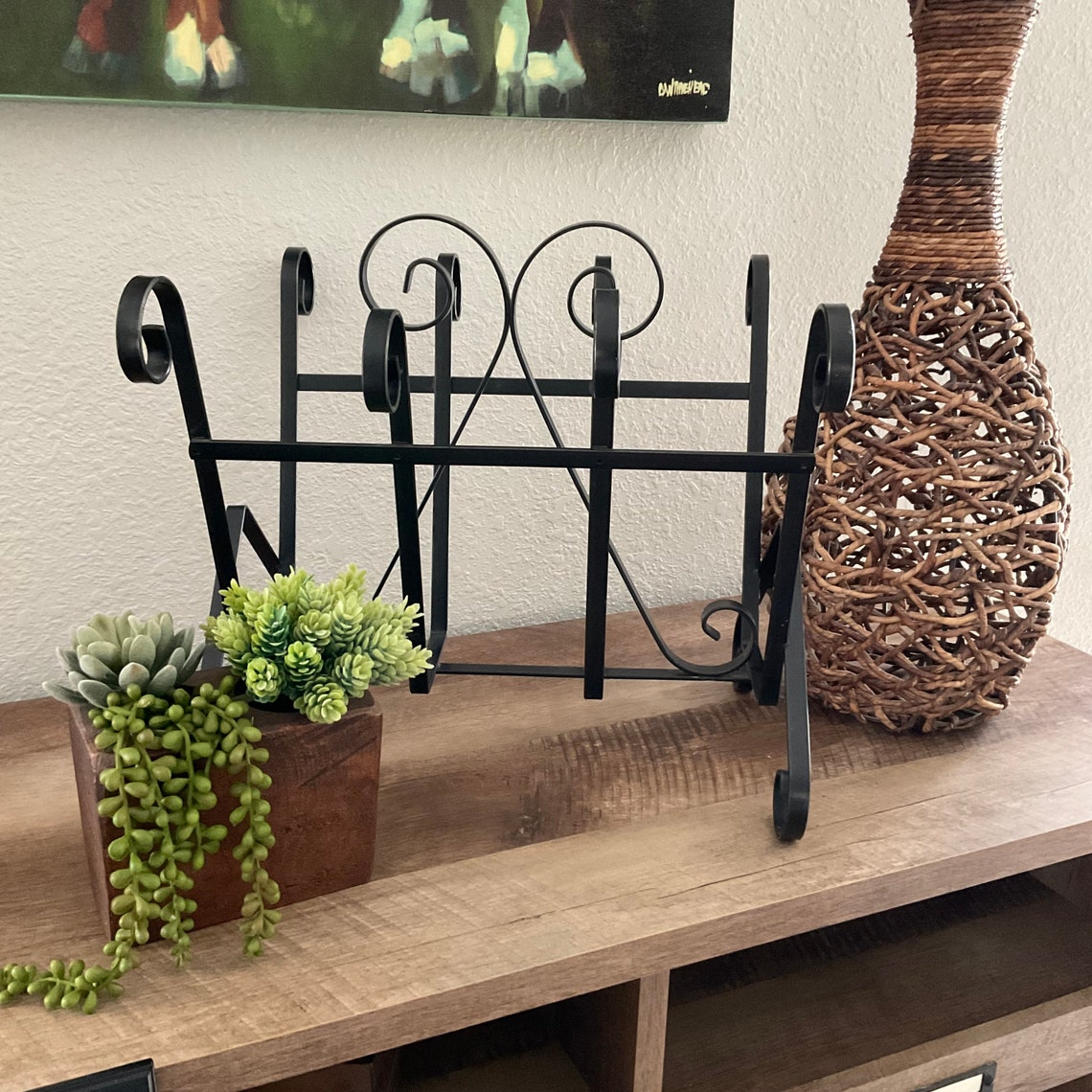 Midcentury Wrought Iron Magazine Rack Etsy