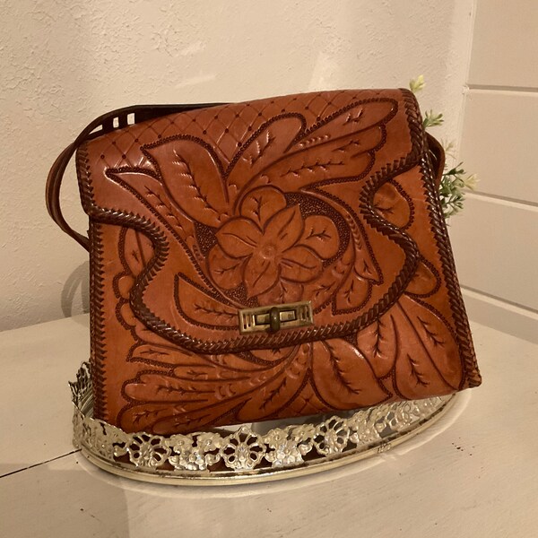 Tooled Leather Handbag Etsy