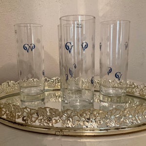 Set of 4 Courvoisier Etched Cognac Glasses