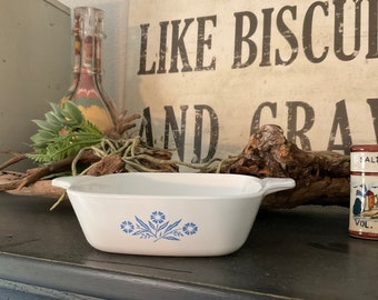 Vintage 12 oz Personal Casserole Dish P-41 Blue Cornflower Pattern Petite Pan