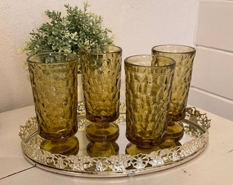 Juego de 4 vasos de té helado de aguacate de vidrio grueso con base de pedestal