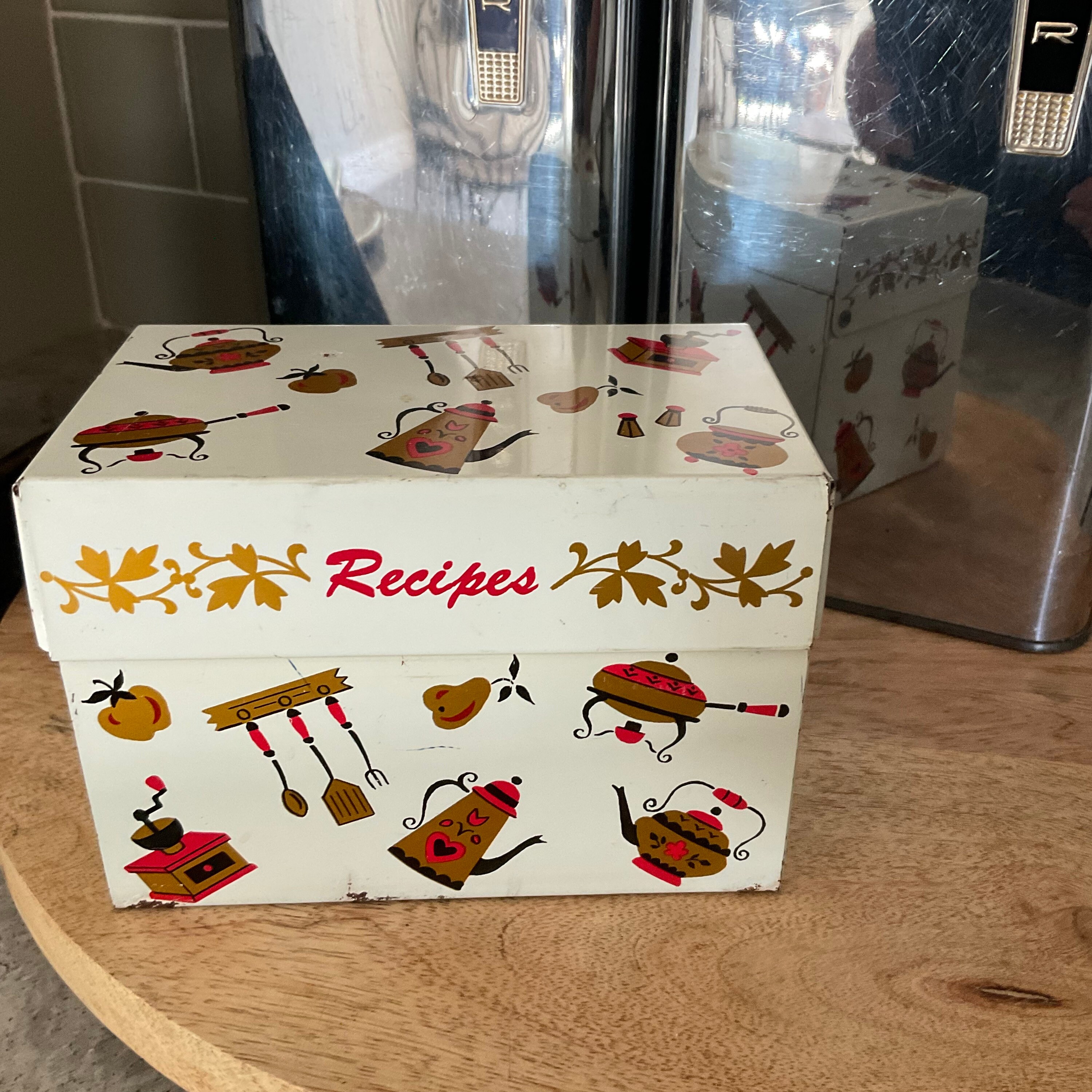 Vintage Metal Recipe Box White Black Red Gold 1950s Ohio Art Etsy