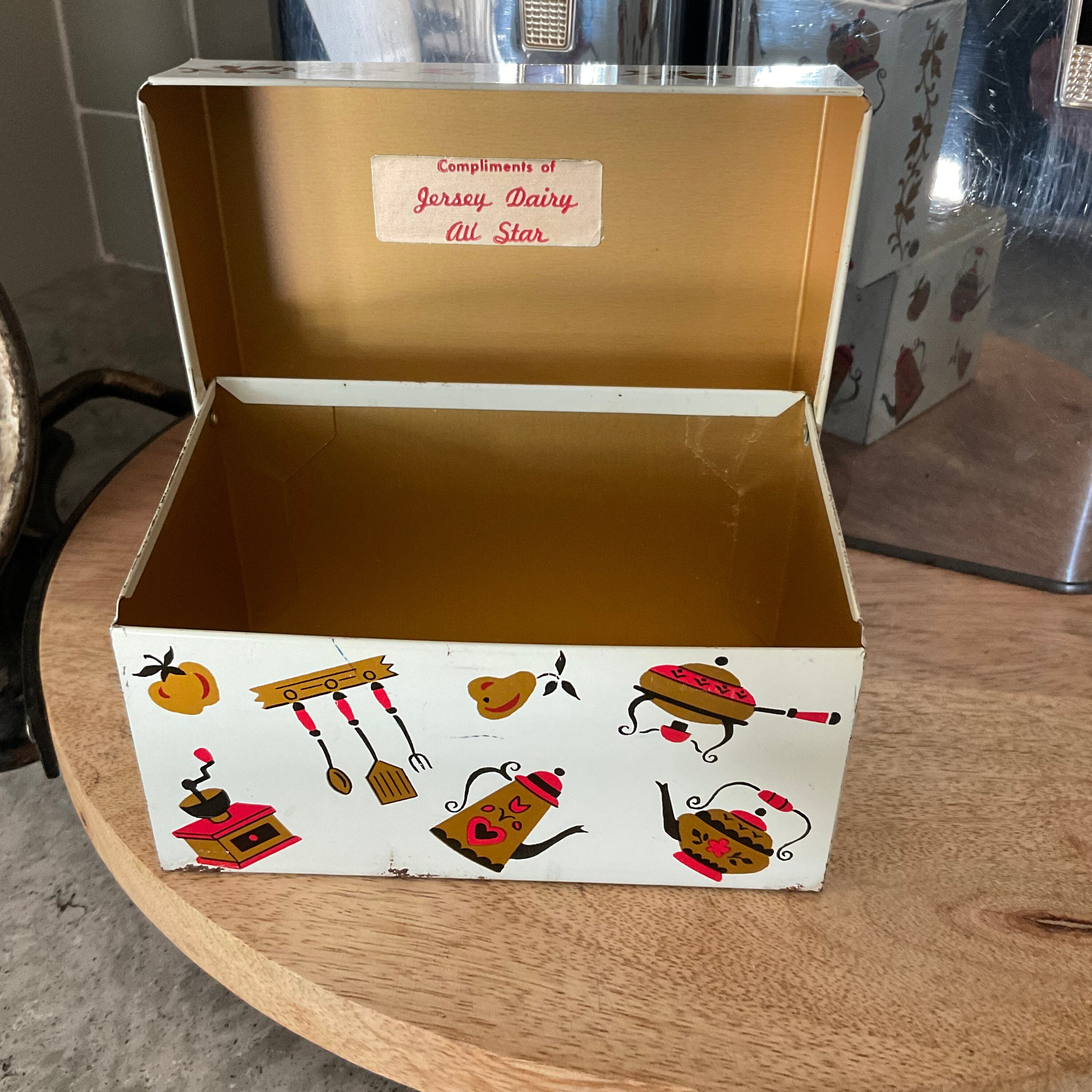 Vintage Metal Recipe Box White Black Red Gold 1950s Ohio Art Etsy