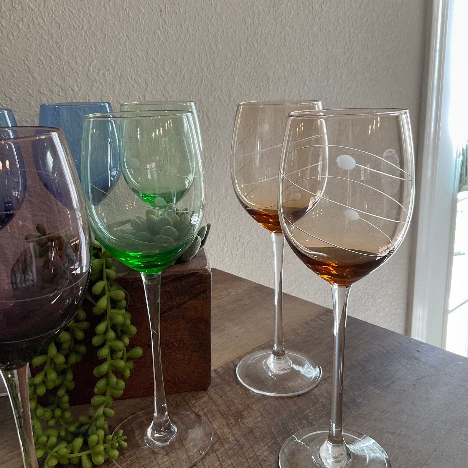 8 Lenox Gems Etched Lines/Dots Wine Glasses 11 oz Etsy