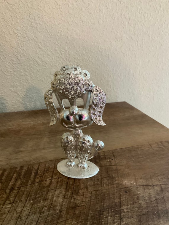 Silver Tone Poodle Earring Holder Vintage Retro - image 3