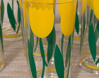 H. J. Stutter Acrylic vibrant yellow tulip glasses mid century modern