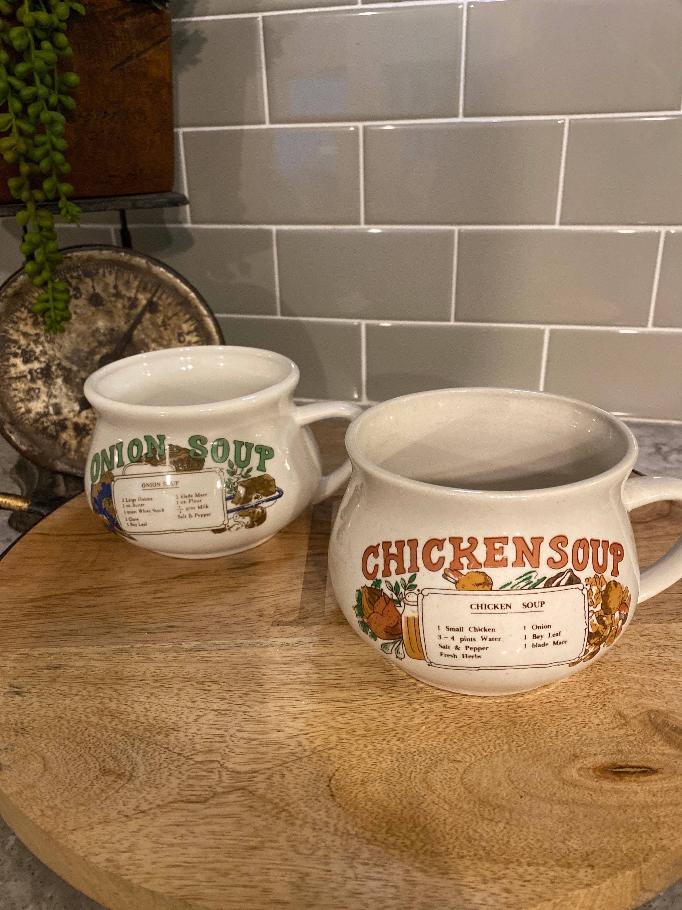 Vintage Chicken Soup Recipe Mug & Onion Soup Recipe Mug Etsy 日本