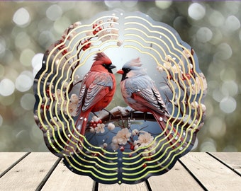 Cardinal Pair Christmas Winter Wind Spinner PNG, Peace Love Loss Windspinner, PNG instant digital download,Windspinner Sublimation Template,