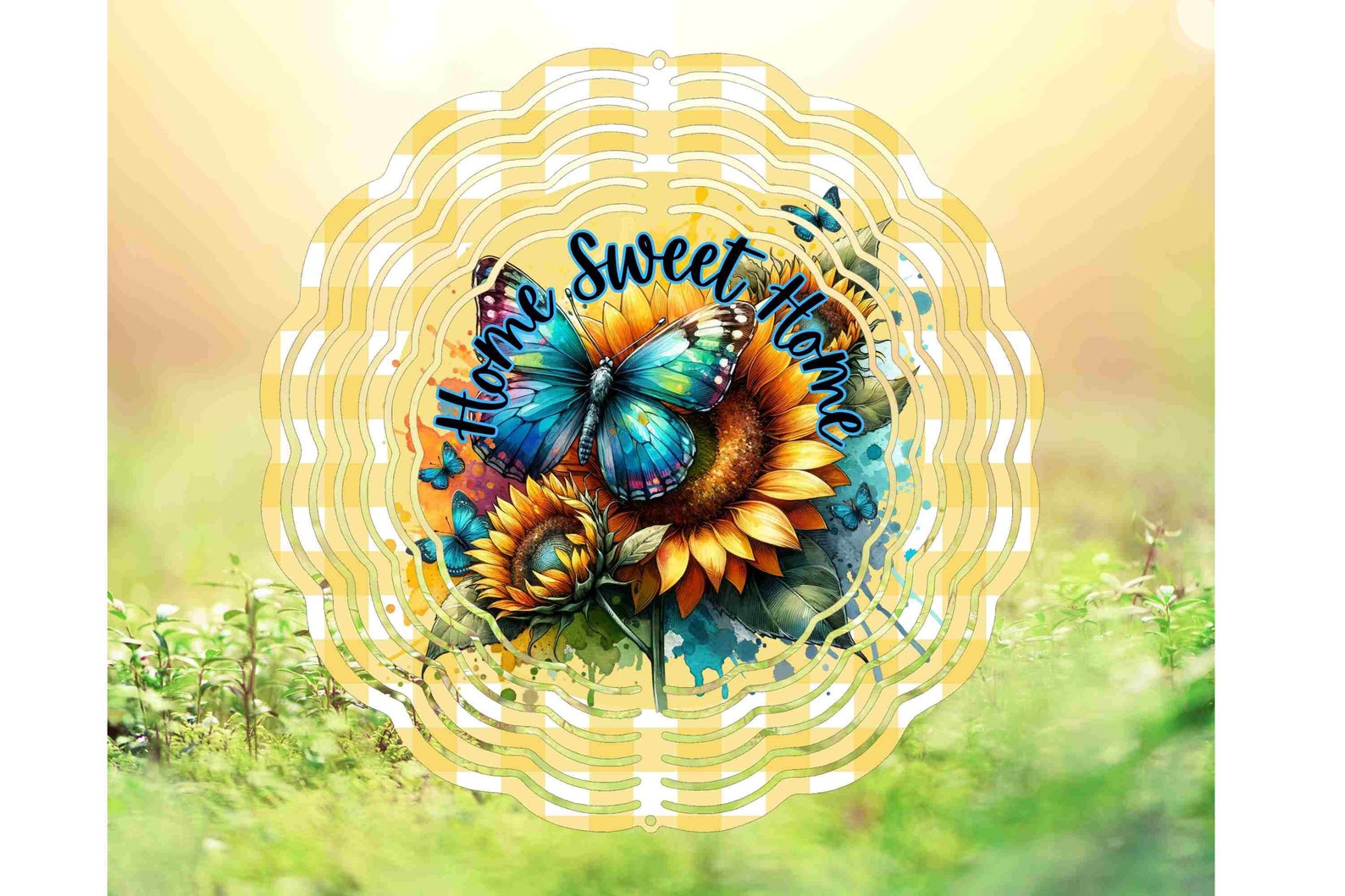 Home Sweet Home Butterflies Sunflowers Country Farm Green Tractor Wind