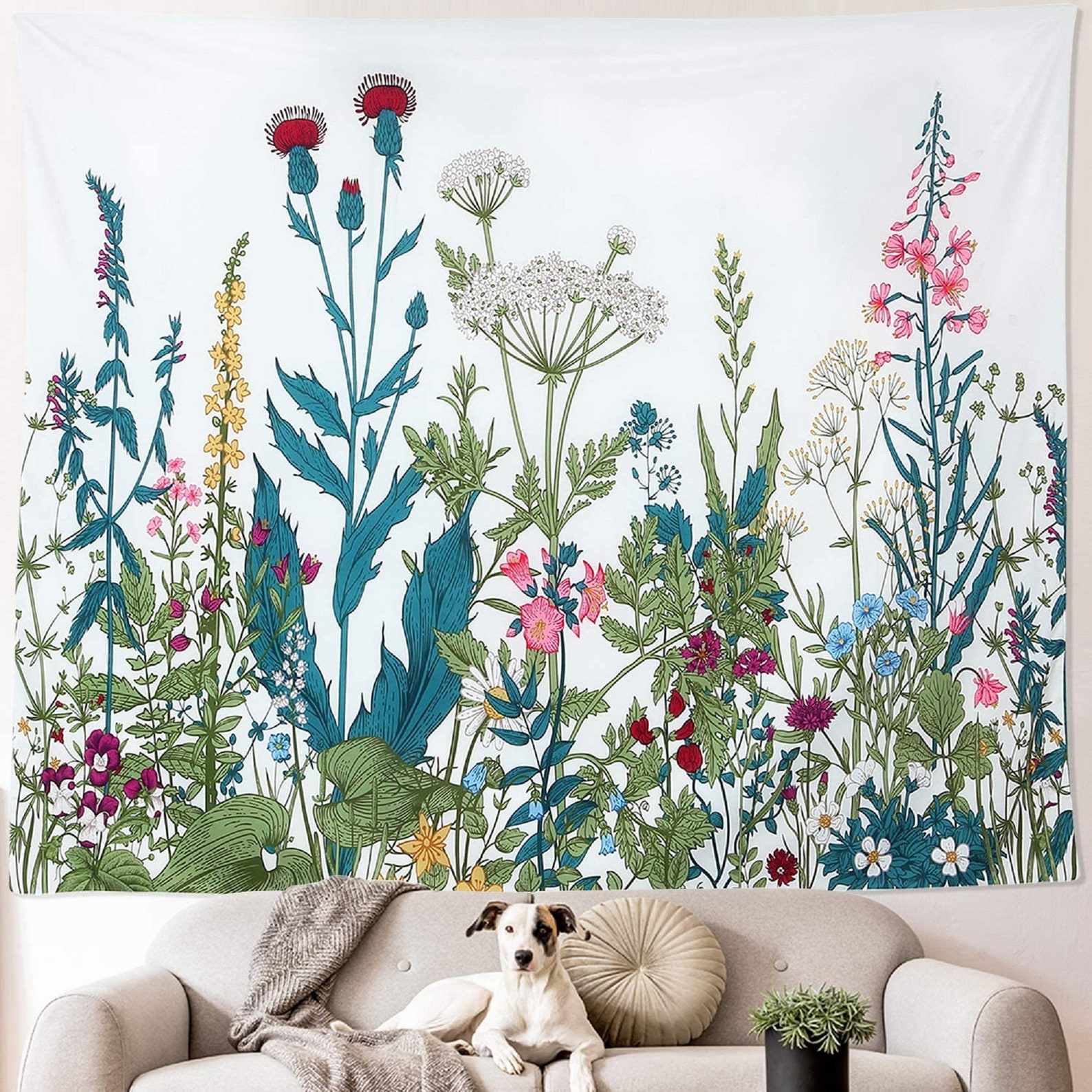WILDFLOWER TAPESTRY NATURAL Tapestry Psychedelic Tapestry Etsy