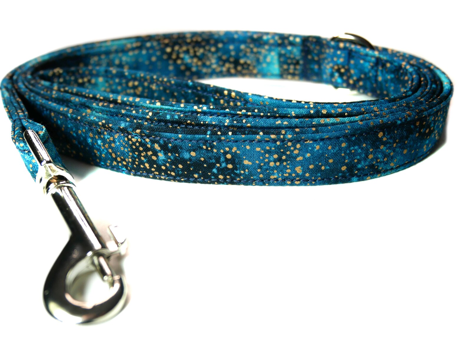 Handmade Dog Leash Starry Night Dog Leash Blue and Gold Dog Leash Blue