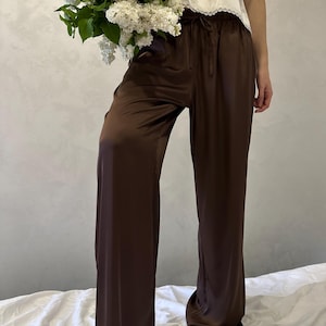Pantalon en soie/inexprimables d'été avec poches/pantalon de pyjama/sacs/vêtements pour fille/pantalons de nuit/culottes d'équitation rose fuchsia/pantalons pour femmes à coudre
