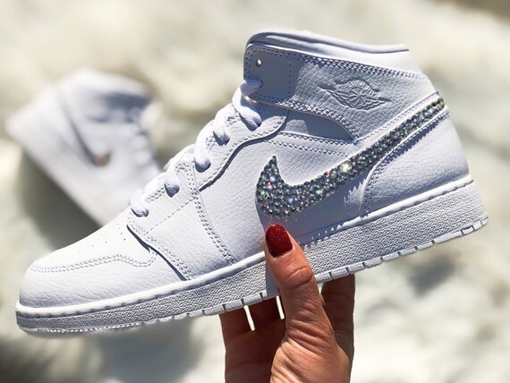 white jordans with glitter