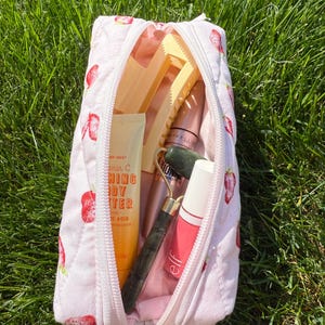 Rectangular Cosmetic Zipper Pouch | Makeup Bag | Pencil Pouch | Handmade | Sewn Quilted Zipper Pouch