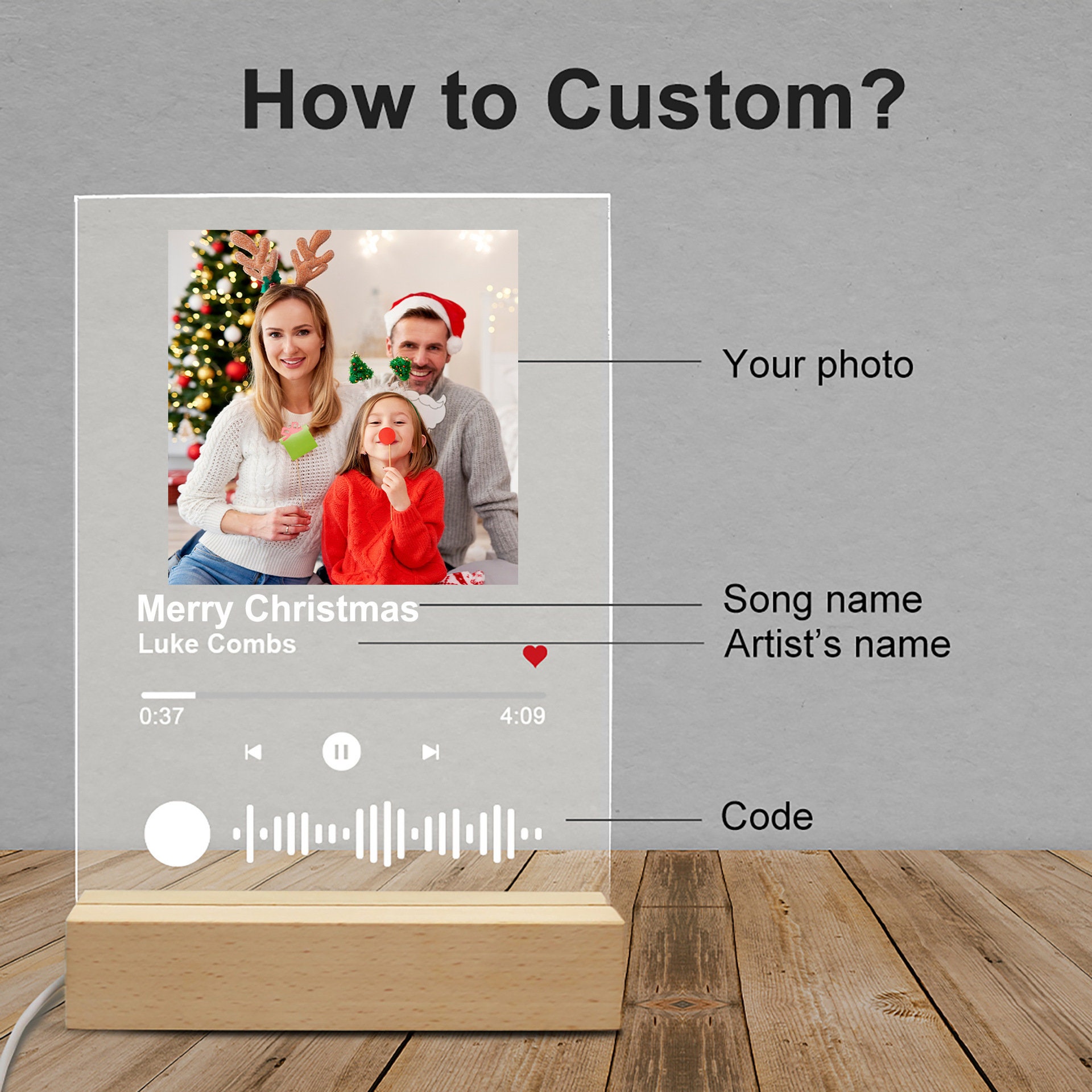 Personalized Acrylic Song With Photo Custom Transparent Music Etsy