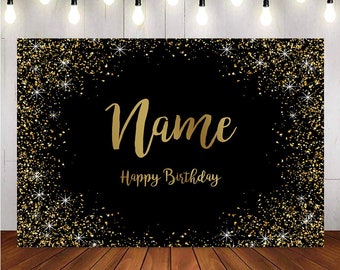 Golden Letter happy birthday party custom background,Custom Birthday Party Tapestry,Tapestries Custom Backdrop,Custom name Cloth backdrop