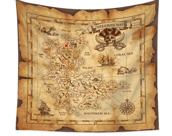 Pirate Treasure Map Classical Tapestry Bohemia Tapestries Tarot Tapestry Vintage Floral Tapestry Mystic Tapestry Wall Hanging Wall Art