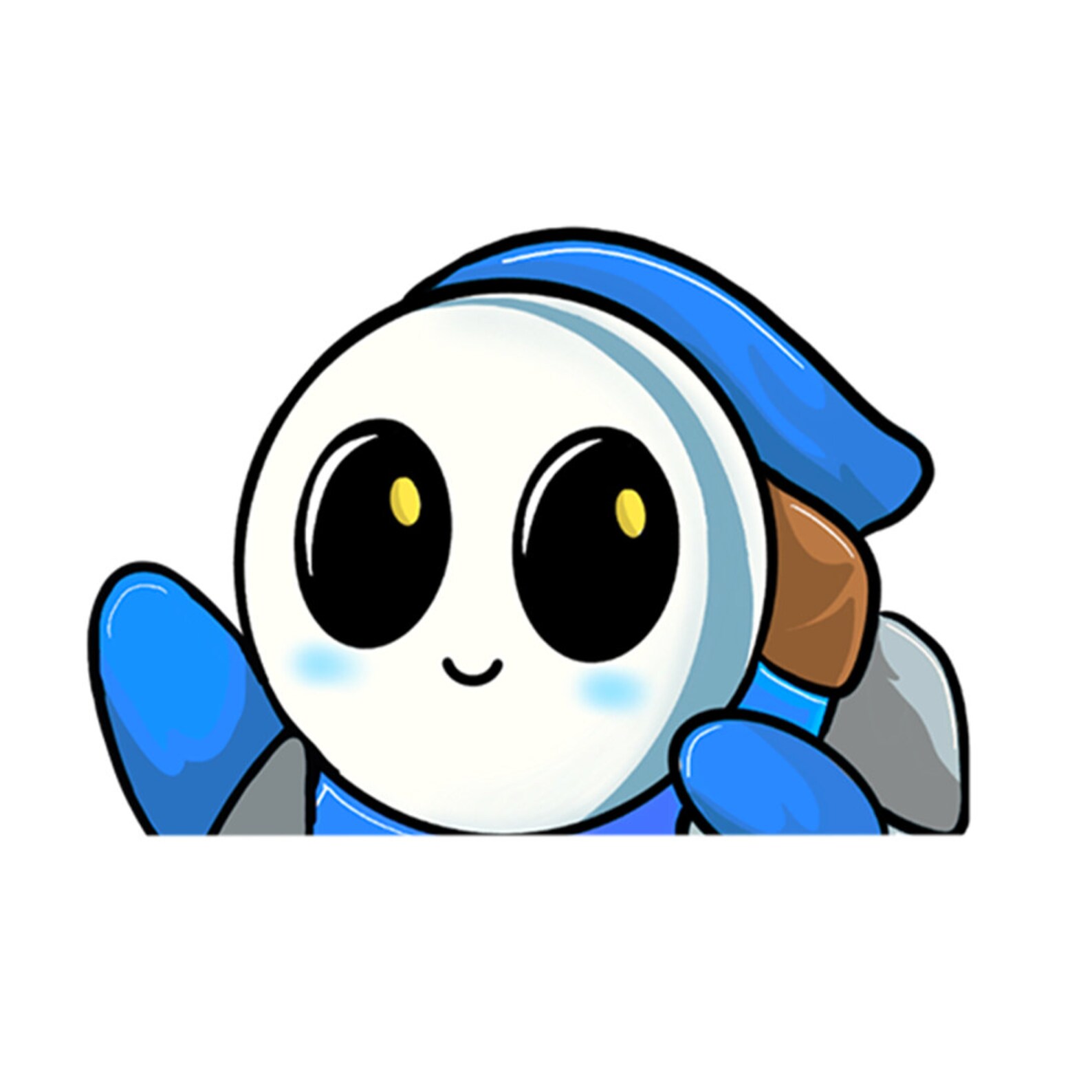 Blue Shy Guy Waving Sticker Etsy