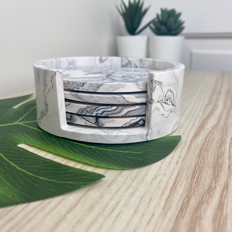 Grey Coasters and Holder Set Drinks coaster Gift coaster Etsy