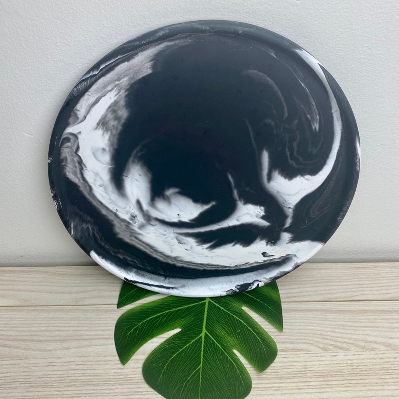 Large Black Marble Dish Round Large Tray Jewellery Tray Etsy