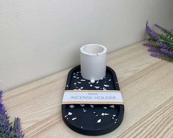 Black Terrazzo Incense Holder, insences burner, insence holder,incense stick holder,incense holders,marble incense holder,black incense